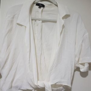 Lulus white crepe blouse crop